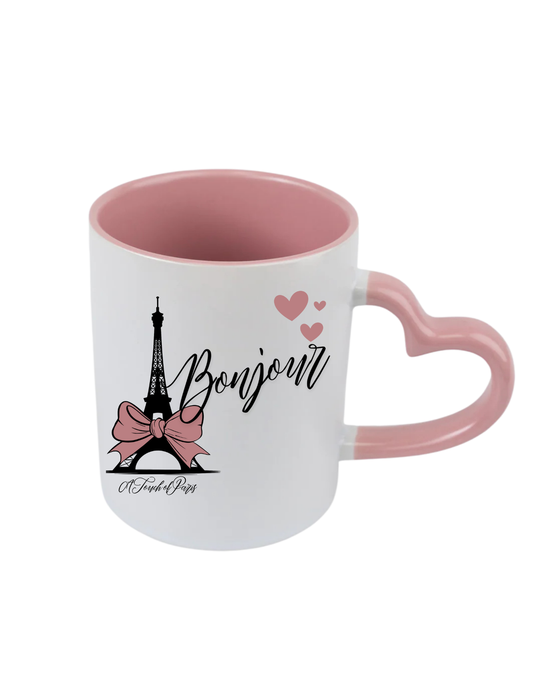 Bonjour Pink Heart Coffee Mug